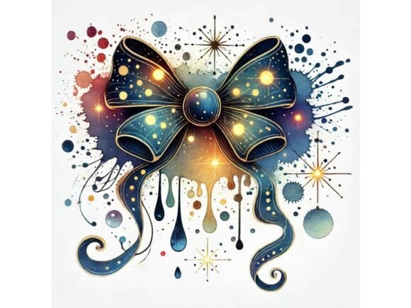 Download Inkblot-style Bow with Abstract Shapes a - Premium Resources