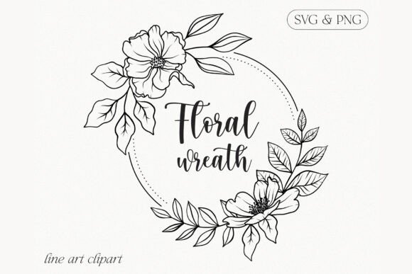 Download Floral Line Art Flower Wreath Clipart - Floral line art Collection