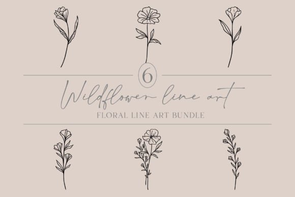 Download Floral Line Art Bundle | Cute Wildflower - Floral line art Collection