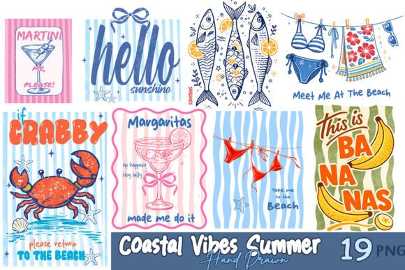 Download Coastal Vibes Summer Hand Drawn Bundle - Vibe Collection