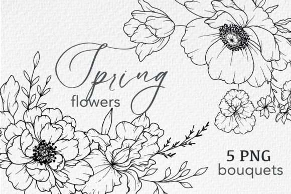 Download FLOWERS LINE DRAWING, FLORAL LINE ART - Floral line art Collection