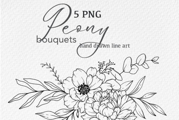 Download Peony LINE DRAWING, Floral Line Art - Floral line art Collection