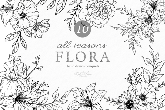 Download Floral Line Art, Fine Line Wildflowers - Floral line art Collection